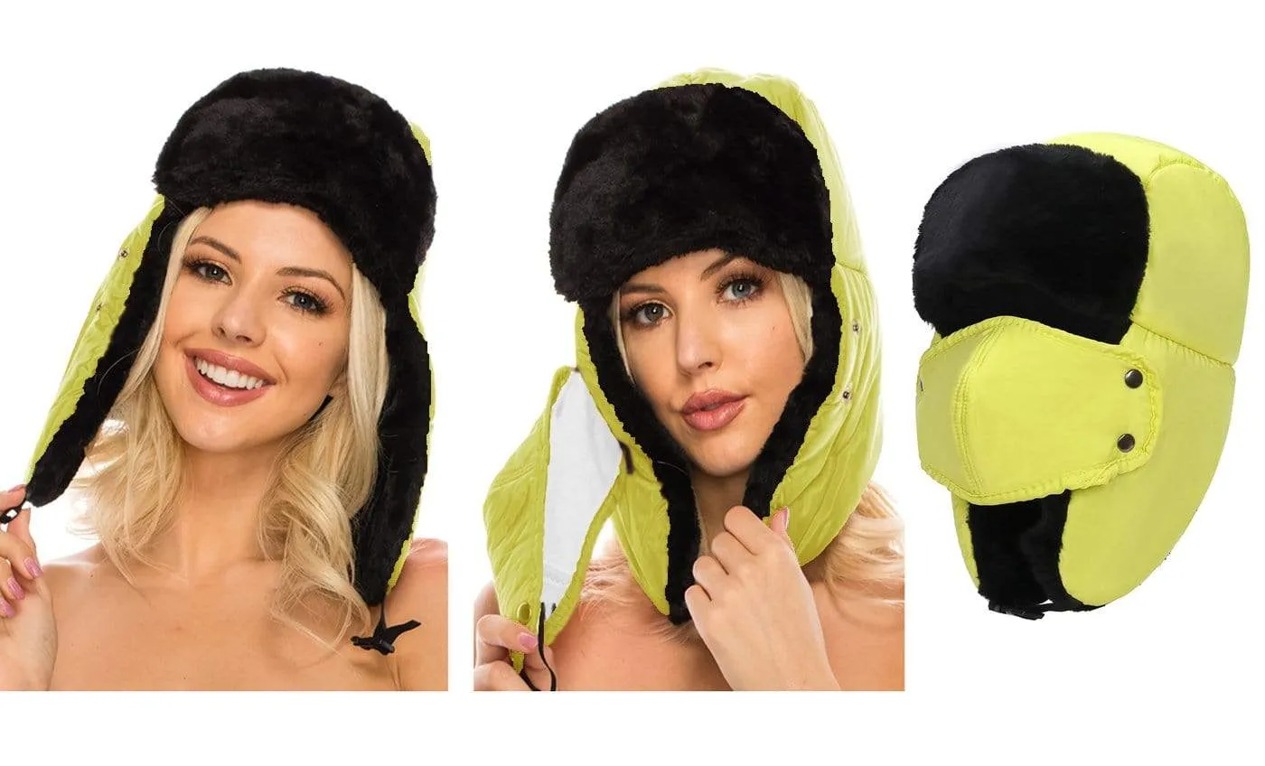 BravemanÂ Unisex Trapper Eskimo Fur-Lined Winter Hunting Hat with Ear Flaps and Removable Mask